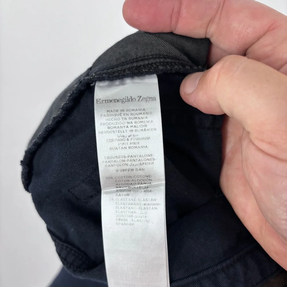 Ermenegildo Zegna Chino Trousers Mens 34x28 (Tag 36) Blue Cotton Stretch Pants
